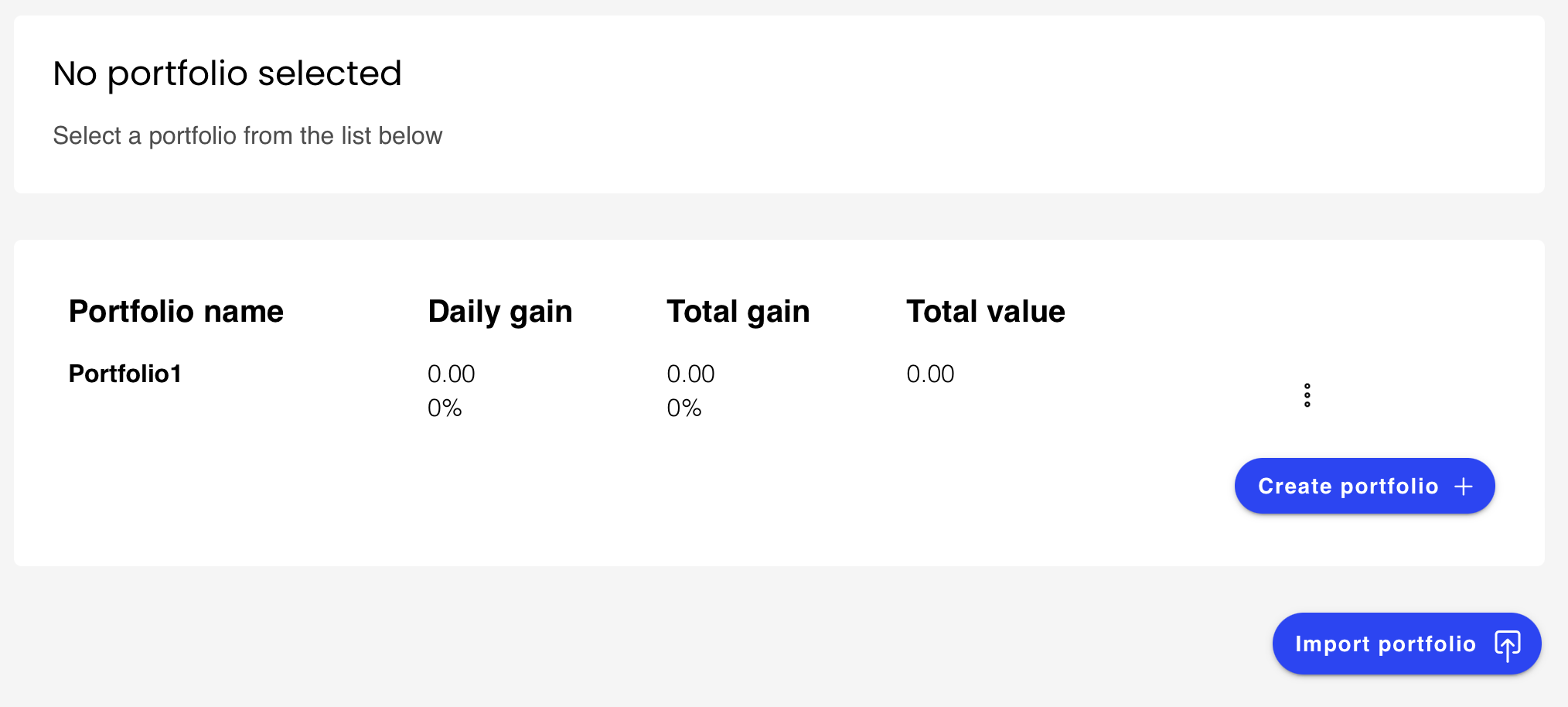 No Portfolio Selected